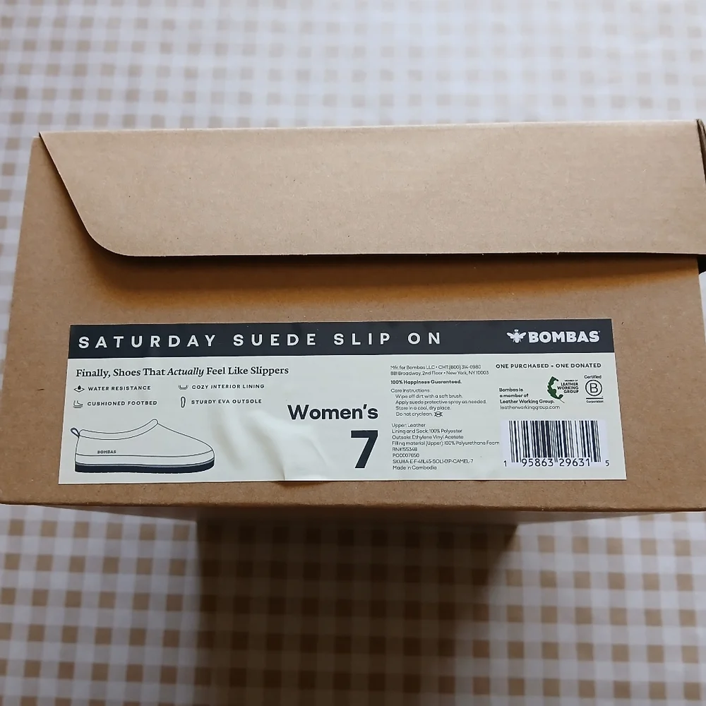 NIB Bombas Women’s Saturday Suede Slip-On Slipper Shoes - CAMEL - 7 - Picture 7 of 9